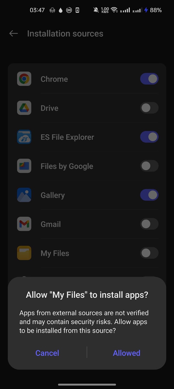 Android-Einstellungen: Installation aus unbekannten Quellen zulassen