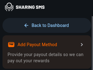 Personal Account: the Add Payout Method banner