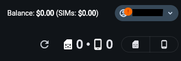 The header of the Personal Account with the total balance and the SIMs balance for the current month